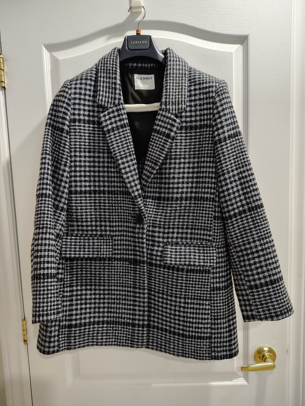 Old Navy Women's Black & White Houndstooth Blazer Coat